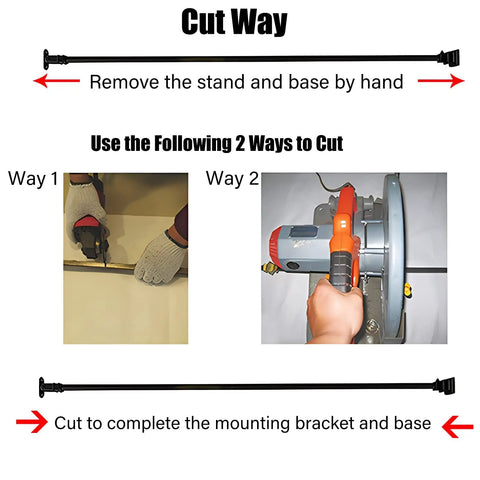 Cutting guide image for Top Tier Adjustable Black Wrought Iron Stair Railing for Indoor and Outdoor deck projects.