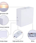 Dimmable Wall Sconce Set Of 2 Plug In LED Wall Lamps 12W Acrylic Modern Lighting showing components and features