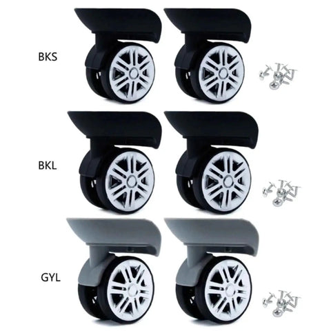 6 Pair Suitcase Wheels Double Row Caster Trolley Roller Bearing Repair Kit For Smooth Rolls Durable Build Helps Luggage Glide Through Airports Without Jamming Up So You Chill And Avoid Broken Bags Or Buying New One For Trip, black and gray