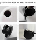 Four Pack One Inch Swivel Caster Wheels With M8 Threaded Stem Brakes Smooth As Butter Glide For Tables Cabinets Shelves No Sweat Setup And Slick Heavy Duty Roll installation steps demonstrated with black nylon wheels.