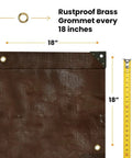 Heavy Duty Poly Tarp Cover 16 Mil and 10 Mil with Grommets, brown tarp showing reinforced corner and 18-inch spacing