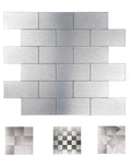 Peel and Stick Aluminum Backsplash Tiles for Kitchen, 10-Piece Silver Brushed Subway Tile Set, No-Fuss DIY Install, 11.7x11.34 Inches