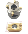 KinRite 2-inch face milling arbor with four gold APMT1604PDER carbide inserts front view
