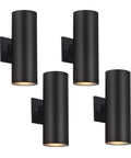 4 Pack Outdoor Wall Lights For Porch And Patio, Waterproof Black Aluminum Sconce Fixtures With Up And Down Lighting