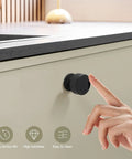 Set Of 10 Matte Black Cabinet Knobs For Kitchen Cabinets And Dresser Drawers Slick Round Knurled Hardware Pulls in use