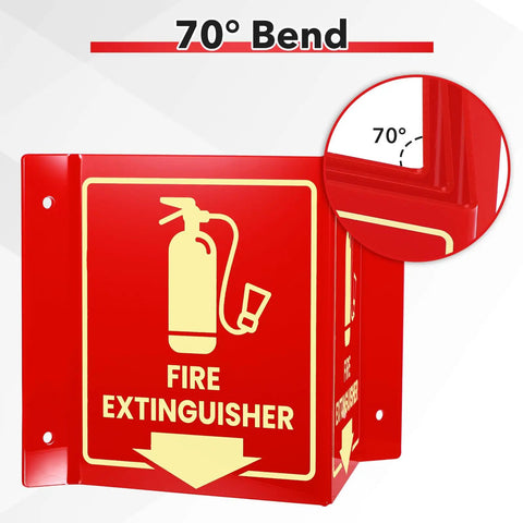 Rock Solid And Straight Up Safe Glow In The Dark Fire Extinguisher Signs 8 Pack Two Sided Wall Mounted Safety Markers With Dead Simple Screw Mounting Hardware For Homes Offices And Warehouses