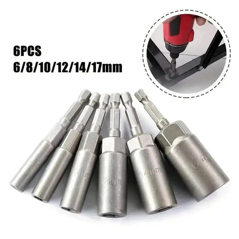 Awesome 6pc Magnetic Screwdriver Bit Kit With Heavy Duty Drill Bits For Electric Drills And Impact Drivers That Fit All Your DIY Tools And Get The Job Done Fast. 6pcs 6/8/10/12/14/17mm hard steel bits