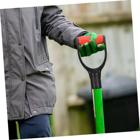 Person using D Shaped Plastic Shovel Handle Replacement Grip For Snow And Garden Tools Ergonomic Design Easy To Install