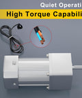Beefy High Torque AC Motor With Gearbox 110V 300W for agriculture and DIY, highlighting the wire connections and compact design.