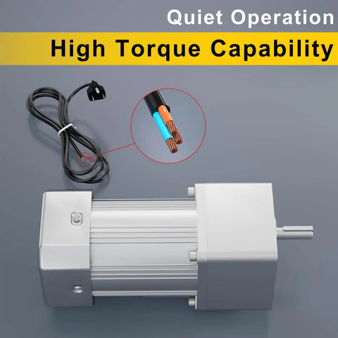 High Torque AC Gear Motor With Low Speed 15 RPM 110V 200W 18mm Shaft Diameter One To Ninety Reduction Reversible Variable Speed Governor For Metal Cutting Machine Tools Heavy Duty Shop Ready Performance, shown with wiring detail.