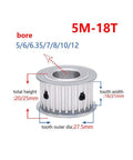 Beefy Aluminum Timing Belt Pulley Gear Synchronous Wheel 5mm Pitch 10mm Bore for 15mm Wide Belts, 5M-18T, 27.5mm OD