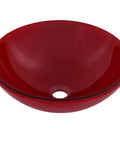Rosso Double Layer Sleek Red Glass Vessel Sink With Clear Inside And Out Tempered Scratch Resistant And Non Porous Above Counter Mount Standard US Plumbing 16.5 By 5.75 Inches 1.75 Inch Drain Opening, front view