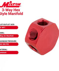 Three In One Three Eighths Inch FNPT Hose Manifold For Air Compressors And Pneumatic Systems With Multi Port Distribution Block