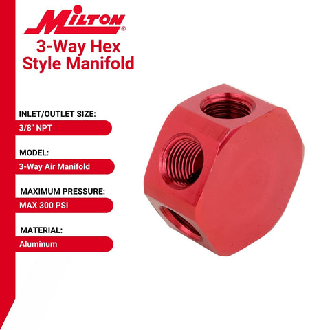 Three In One Three Eighths Inch FNPT Hose Manifold For Air Compressors And Pneumatic Systems With Multi Port Distribution Block