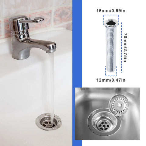 Rock Solid 70mm Chrome Plated Brass Extended Bolt Screw Kitchen Sink Basket Strainer Plug Drain Replacement for quartz basin.