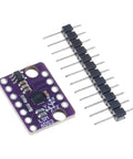 Low Power 6 Axis Motion Sensor Module With Adjustable Range For IoT, Robotics, And Wearables, Dope Accelerometer And Gyroscope Tracking For Real Time Orientation, Vibration Analysis, And Battery Powered Projects. purple LSM6DS3 breakout board with pin header