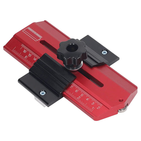 Heavy Duty Aluminum Table Saw Jig For Precision Woodworking Fence Fixture, featuring clear measurement scales and black knobs.