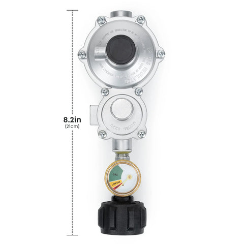 Stanbroil horizontal two-stage propane regulator with gauge, aluminum body, 3/8 in female NPT, QCC1