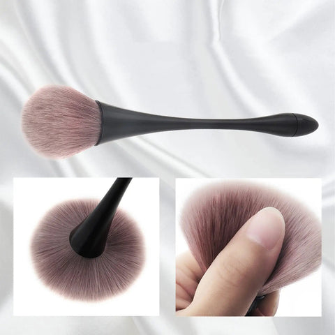 2 Pack Nail Dust Brush Cleaners For Acrylic Dip Powder Makeup And Blush Large Manicure Cleanup Tools Gold and Black Kit