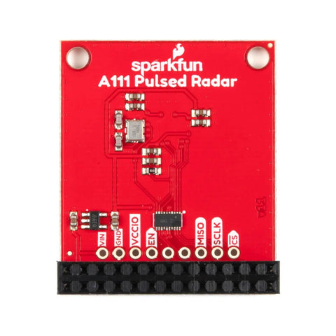 60GHz Pulsed Radar Breakout A111 With Integrated Antenna Single Chip PCR Radar Solution SPI Interface Up To 50MHz High Precision Distance Motion And Gesture Sensing For DIY Projects red PCB with header pins