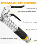 Heavy Duty Pistol Grip Grease Gun Kit With 18 Inch Flexible Hose Quick Release Coupler 8000 PSI Pressure 14 Oz Capacity