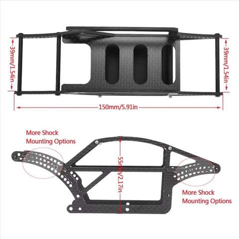 Dimensions of Carbon Fiber RC Chassis Frame Upgrade Kit For 1/18 Scale TRX4M TRX4 M Rock Crawler