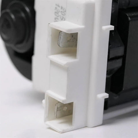 Beefed Up Washer Drain Pump Assembly Replacement, Black Electric Powered Unit For 120V Systems, 8.5W, 1.4A, Replaces 4681EA2001T 4681EA2001D PS3527433 AP4444447, Aftermarket Washer Replacement Component, white connector close-up
