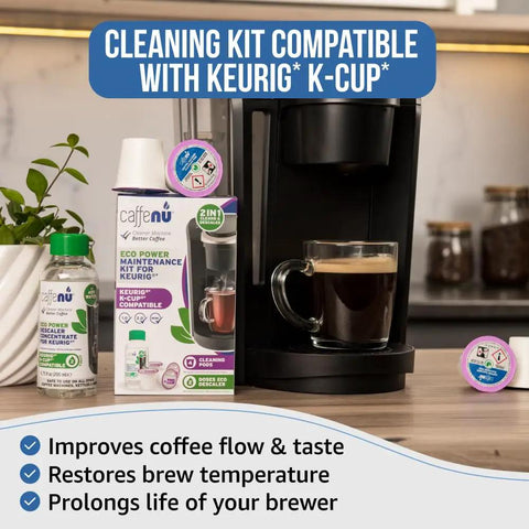 Compatible Descaling Solution And Cleaner Pods For Keurig Machines, Removes Limescale, Cleans Pod Area, Delivers Better Tasting, Hotter Coffee, Includes Four Uses Of Descaler And Cleaner