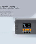 Heavy Duty Boost Mppt Solar Controller 10 Amp 24 Volt 72 Volt display with buttons for solar management and battery activation.