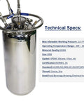 Straight Up Heavy Duty 10LB Closed Loop Extractor System With Premium Stainless Steel Vacuum Chamber, technical specs visible.
