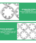 Stainless Steel Internal Tooth Lock Washers Set 300 Piece Star Shape Assortment Kit, featuring durable star-shaped washers.