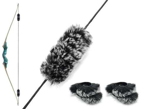 Bow String Silencers Set For Recurve And Traditional Longbows featuring rabbit hair dampener and cow fur silencer strip.