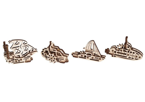 Anti Stress 3D Puzzle Set Of 4 U Fidgets Miniature Mechanical Models With Self Assembly, plywood sailing boat models