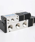 Premium Two Way Five Way Solenoid Valve 4V210-08 4V310-10 And 4V410-15 Ac110V For Pneumatic Systems, shown from the side.