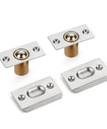 Two Pack Adjustable Door Ball Catch Set In Silver, All Metal Closet Door Latch With Solid Brass Body And Stainless Steel Strike Plate
