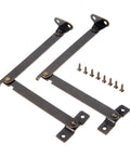 Antique Style Cabinet Hinges Set, 2 Pieces, Rustic Finish, 108x11mm with screws visible, for Jewelry Boxes and Wood Chests.