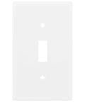 White 1 Gang Wall Plate Cover With Screws Included For Light Switch Or Outlet No Fuss Easy Install For DIY Renovations 2.75 By 4.5 Inch Clean Modern Look That Blends With Any Decor, showing front view