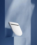 U Shape Non-Electric Bidet Toilet Seat Elongated with Soft Close displayed against a blue background, highlighting its sleek design.