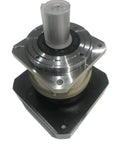 Heavy Duty Round Helical Planetary Gearbox Built Tough Delivers Knockout Torque And Smooth Five To One Reduction For 110Mm Ac Servo Motors With Plug And Play 19Mm Drop In Shaft close-up view, showcasing aluminum and plastic components.