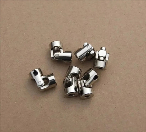 Metal Cardan Joint Gimbal Coupling Shaft For Motor Connector Universal Joint Model Part Fits 2.3-3mm Hole Size in silver finish.