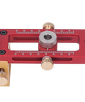 Six Piece Drill Jig Kit With Adjustable Bushings For Precise Woodworking Holes And Quick Assembly, red metal jig with scale