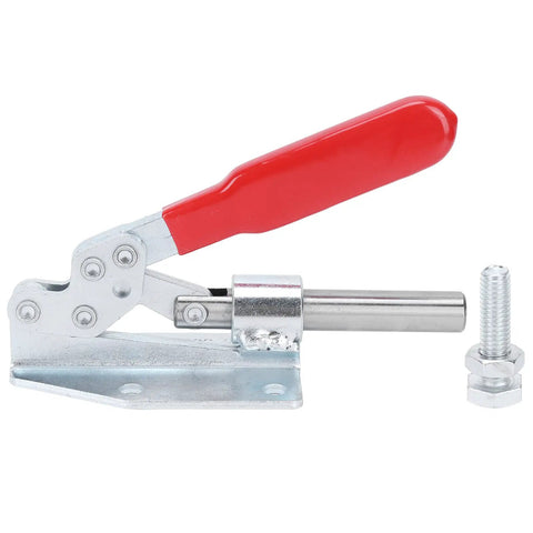 Beefy Push Pull Toggle Clamp for Quick Fixture Setup 180kg Holding Force Iron and Plastic Construction 13x8.5cm Clamp Tool for Equipment Installation Home Decor Woodworking Hand Use, red handle