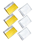 Go-To 6-Piece Survival Emergency Blanket Set with gold and silver reflective foil, compact and portable thermal blankets.