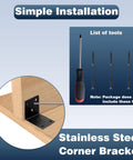 Simple installation of No Fuss Heavy Duty 25 Pack 1.5 Inch L Brackets Featuring 2mm Thick Black Stainless Steel Corner Supports.
