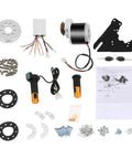 Complete 350W 36V E Bike Conversion Kit Twist Style Waterproof with motor, sprocket, wires, and components for bicycle wheels.