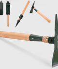 Folding Pick Mattock And Pickaxe Two In One Emergency Safety Tool WWII Inspired Outdoor Survival with MOLLE pouch and wood handle