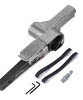 Kp 698 Pneumatic Air Belt Sander With Telescopic Switch, showing sander body with belts and accessories for wood metal polishing.