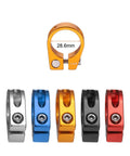 Gold Aluminum Alloy Locking Bike Seat Post Clamp 28.6mm Inner Diameter And 25.4mm Post M4 Hex Screw shown with color variants