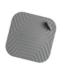 Shower Drain Cover Tub Stopper Square Silicone Floor Drain Cover in gray, 5.9x5.9 inch, featuring textured surface for grip.