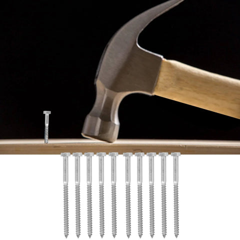 Hammer driving Half Thread Hex Lag Screws For Wood 304 Stainless Steel Self Tapping Fasteners For Carpentry DIN571 M8x120mm